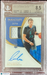 2018 Immaculate Collection Luka Doncic #124 Rookie Auto Patch RC #/99 BGS 8.5/10